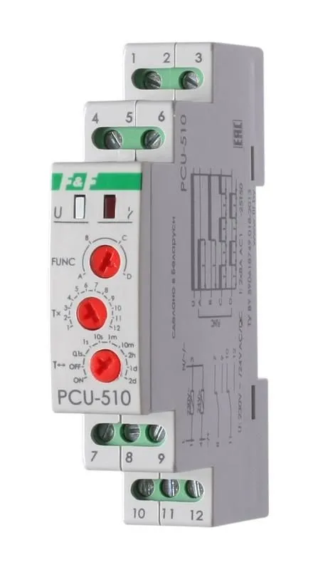 реле времени pcu-510 2х8а 230в 2 перекл. ip20 многофункц. монтаж на din-рейке f&f ea02.001.009 от магазина Штепсель и батарейка.