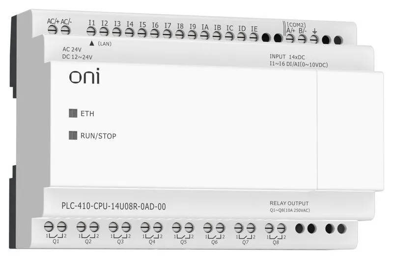 модуль цпу плк 410 8 di 6 ui (0-10в/di) 8 ro 12в-24в dc или 24в ac с ethernet портом без экрана oni plc-410-cpu-14u08r-0ad-00 от магазина Штепсель и батарейка.