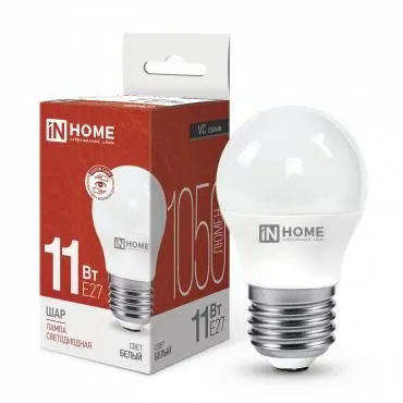 лампа светодиодная led-шар-vc 11вт шар 4000к нейтр. бел. e27 1050лм 230в in home 4690612020617 от магазина Штепсель и батарейка.