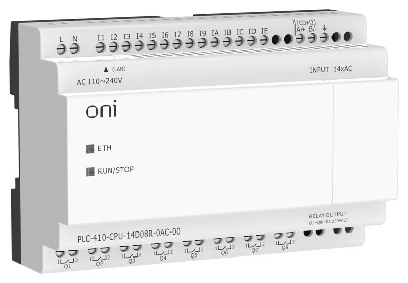 модуль цпу плк 410 14 di 8 ro 220в ac с ethernet портом без экрана oni plc-410-cpu-14d08r-0ac-00 от магазина Штепсель и батарейка.