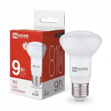 лампа светодиодная led-r63-vc 9вт рефлектор 4000к нейтр. бел. e27 810лм 230в in home 4690612024325 от магазина Штепсель и батарейка.