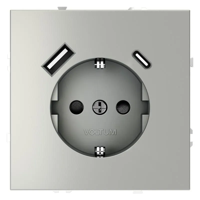 розетка 1-м сп s70 16а с usb a+с с заземл. защ. шторки механизм сталь voltum vls040505 от магазина Штепсель и батарейка.