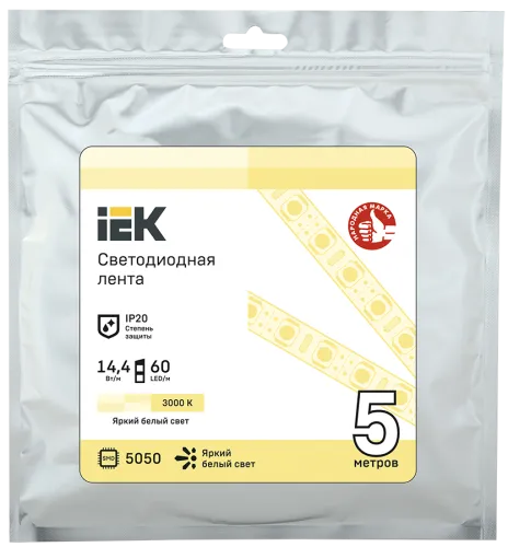 лента светодиодная 5м lsr-5050ww60-14,4-ip20-12в iek от магазина Штепсель и батарейка.