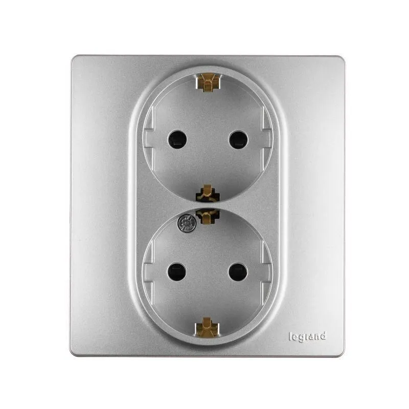 розетка 2-м сп etika 16а ip31 250в 2х2p+e с заземл. защ. шторки немецк. стандарт безвинт. клеммы алюм. leg 672433 от магазина Штепсель и батарейка.