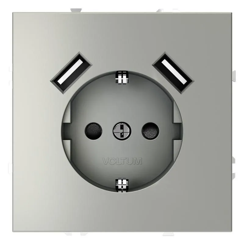 розетка 1-м сп s70 16а с usb a+a с заземл. защ. шторки механизм сталь voltum vls040405 от магазина Штепсель и батарейка.
