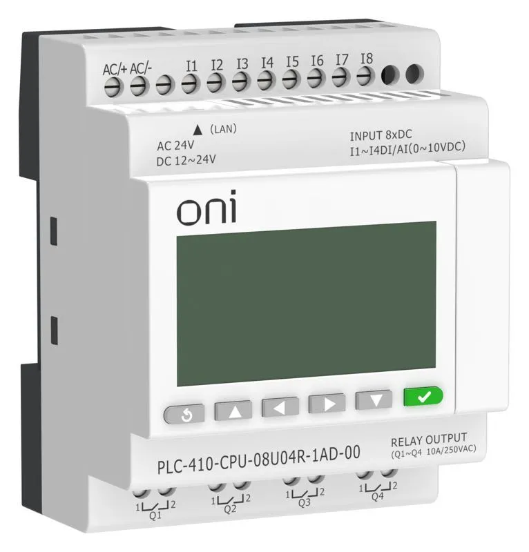 модуль цпу плк 410 4 di 4 ui (0-10 в/di) 4 ro 12в-24в dc или 24в ac с ethernet портом с экраном oni plc-410-cpu-08u04r-1ad-00 от магазина Штепсель и батарейка.