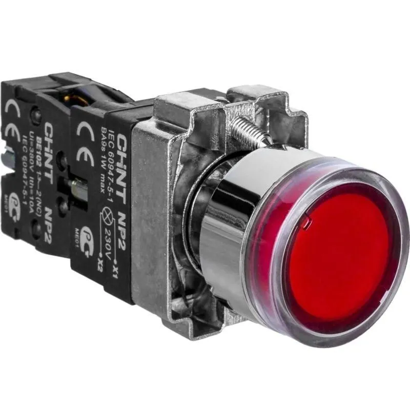 кнопка управления np2-bw3461 1но красн. ac/dc 230в(led) ip40 (r) chint 574080 от магазина Штепсель и батарейка.