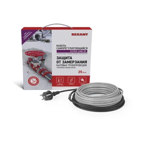 кабель саморегулирующийся греющий на трубу extra line 25msr-pb 2m (2м/50вт) rexant от магазина Штепсель и батарейка.