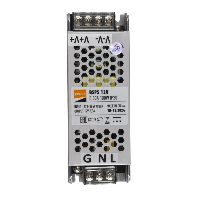 блок питания для светодиод. ленты bsps 100вт 8.3а 12в ip20 метал. jazzway 5024342 от магазина Штепсель и батарейка.