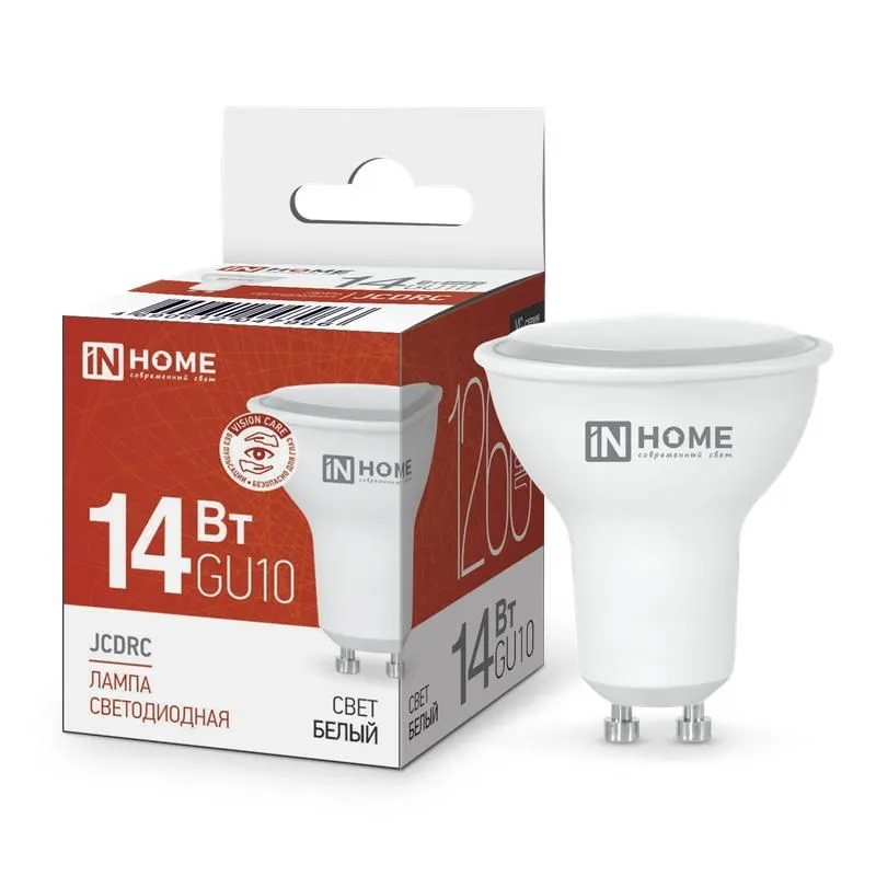 лампа светодиодная led-jcdrc-vc 14вт 230в gu10 4000к 1260лм in home 4690612047966 от магазина Штепсель и батарейка.