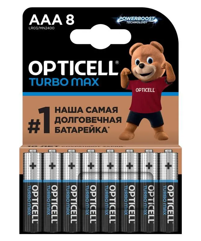 элемент питания алкалиновый aaa/lr03 (блист. 8шт) turbo max opticell 6053008 от магазина Штепсель и батарейка.