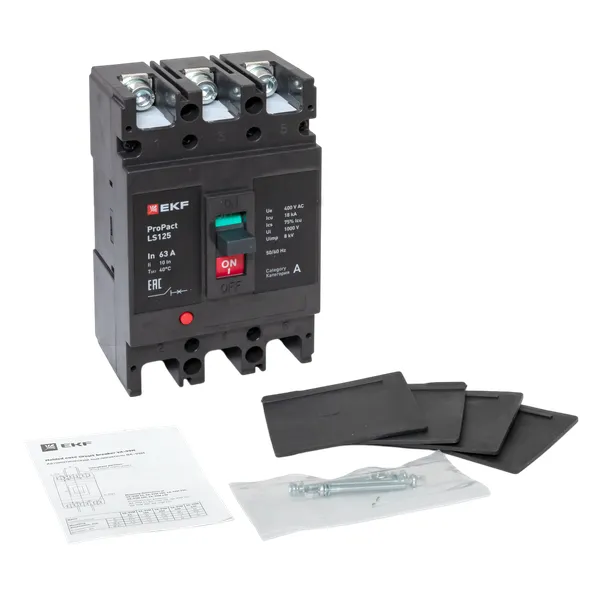 выключатель автоматический 3п 63а 18ка ls125 propact ekf mccb-125-18-3-63-ls от магазина Штепсель и батарейка.