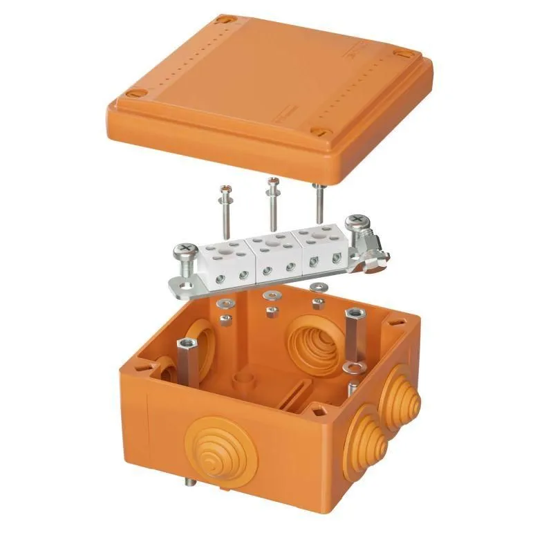 коробка ответвительная fs 100х100х50мм 6р 450в 6а 4кв.мм с каб. вводами и клеммн. ip56 пластик. dkc fsb11604 от магазина Штепсель и батарейка.
