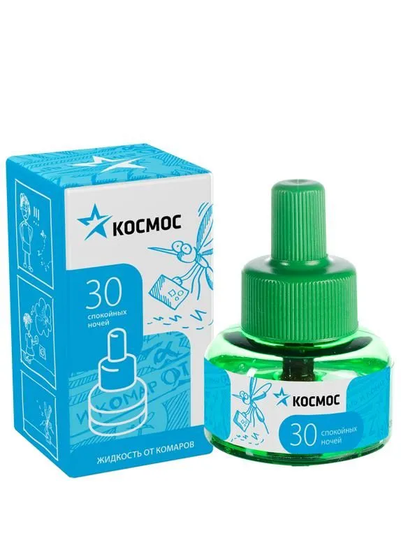жидкость от комаров для фумигатора 30 ночей без запаха космос koc_gh325 от магазина Штепсель и батарейка.