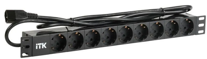 блок розеток 9 мест pdu (немец. станд.) din 49440 пвх профиль 1u шнур 2м; вилка iec 320 c14; черн. itk ph22-9d2-p от магазина Штепсель и батарейка.