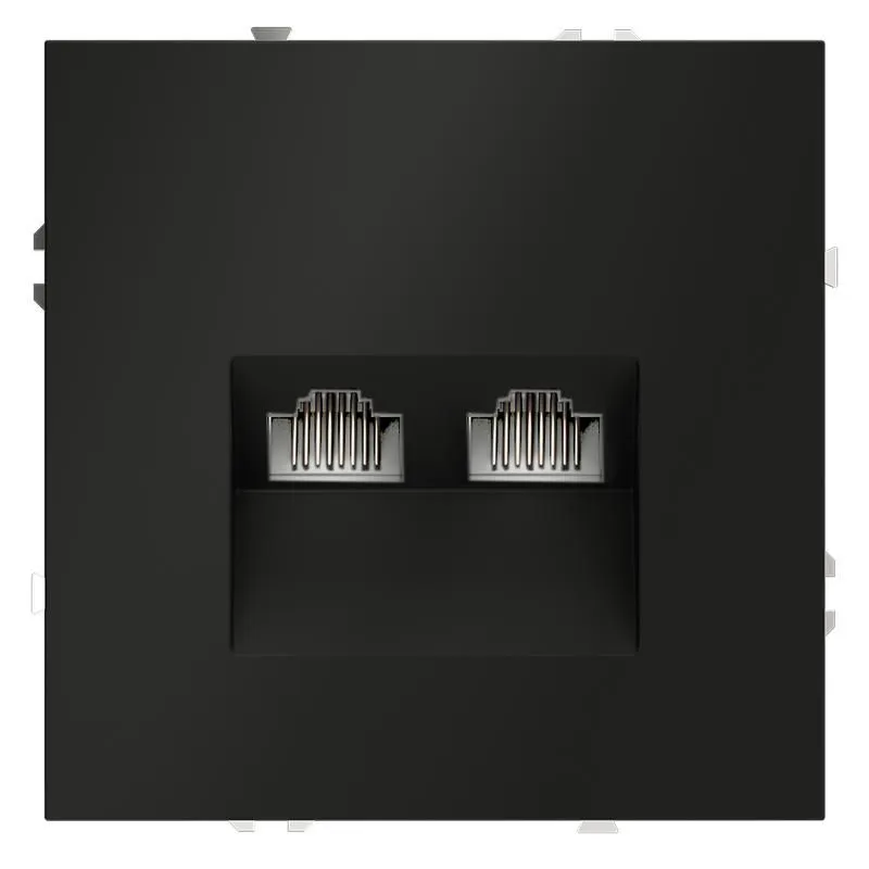 розетка компьютерная 2-м сп s70 rj45 + rj45 кат.6 механизм черн. матов. voltum vls060208 от магазина Штепсель и батарейка.