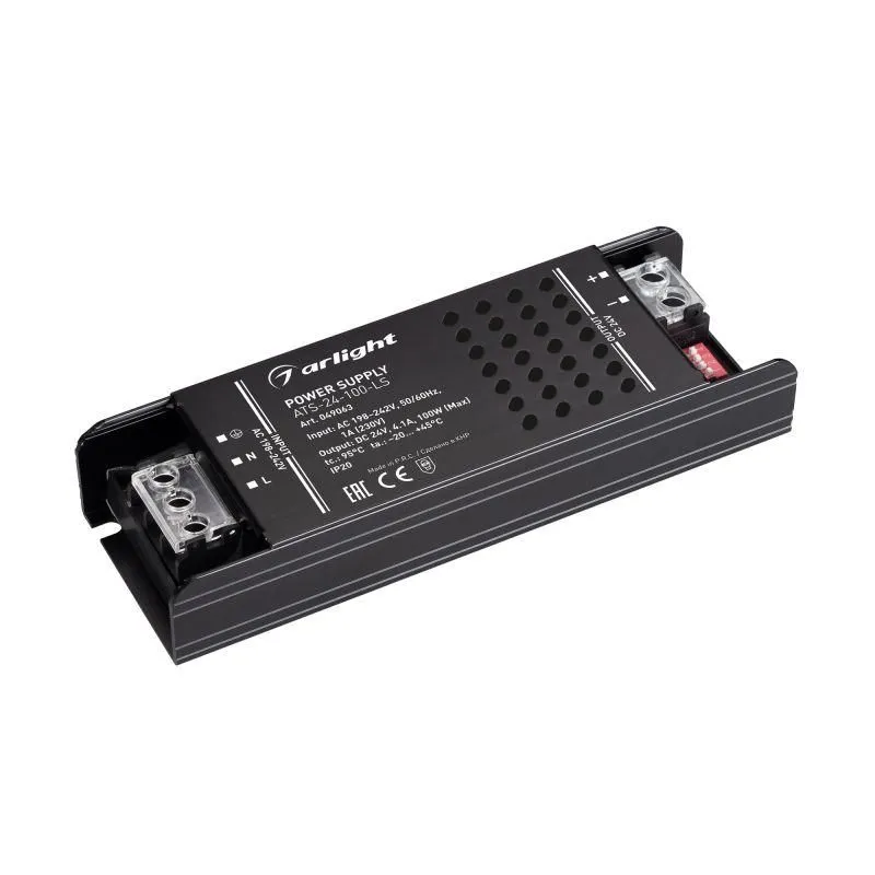 блок питания ats-24-100-ls (24в 4.1а 100вт) ip20 сетка arlight 049063 от магазина Штепсель и батарейка.