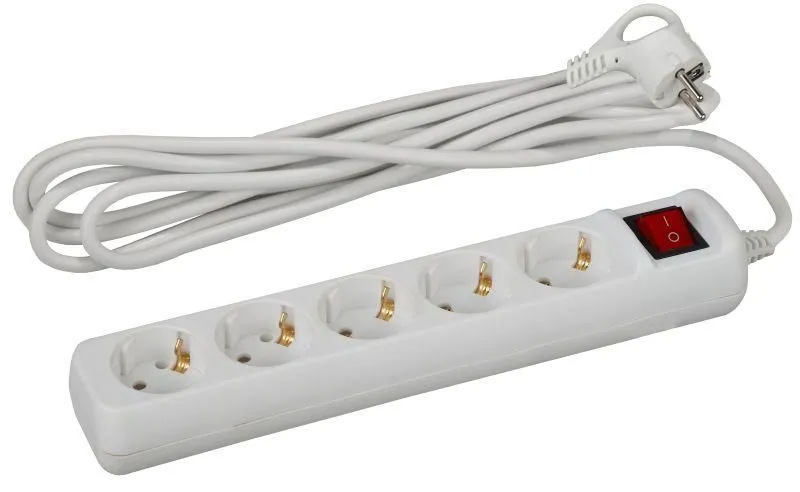удлинитель 5х5м с заземл. 10а ip20 ux-5es-5m пвс 3х0.75 с выкл. эра б0035758 от магазина Штепсель и батарейка.