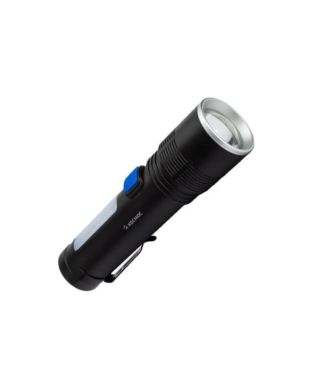 фонарь аккумуляторный ручной 10вт led+2вт cob led zoom-линза li-ion 18650 1800ма.ч корпус анодир. алюм. usb-шнур type c зажим для крепления космос koc133lit от магазина Штепсель и батарейка.