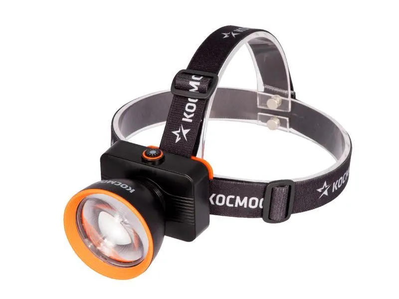 фонарь налобный аккум. 15вт laser led/ 3000ма.ч abs пластик линза френеля космос (koc533lit) от магазина Штепсель и батарейка.