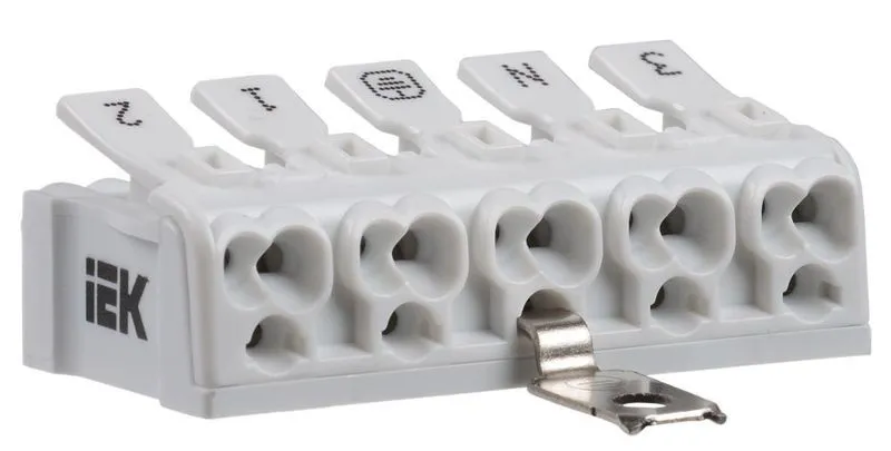клемма пружинная соединительная кспз5-3l+n+pe iek ukz-b06-5p-f0-e1-10 от магазина Штепсель и батарейка.