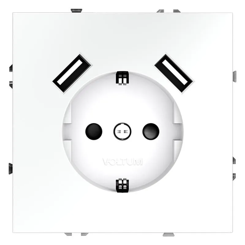 розетка 1-м сп s70 16а с usb a+a с заземл. защ. шторки механизм бел. матов. voltum vls040402 от магазина Штепсель и батарейка.