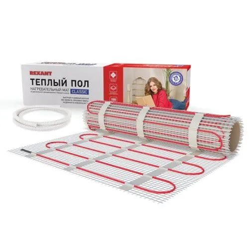 теплый пол (нагреват. мат) classic rnx -1,5-225, s=1,5 м2 (0,5х3,0м) 225вт, двухжил.,экран rexant от магазина Штепсель и батарейка.