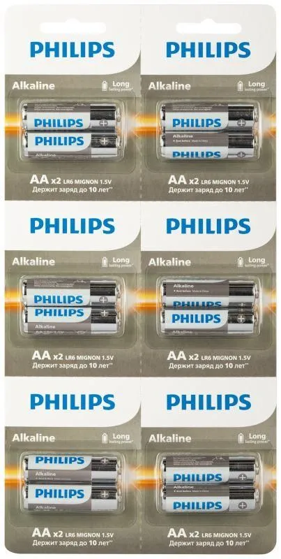 элемент питания алкалиновый aa/lr6 1.5в entry отрывной набор (блист. 12шт) philips б0064636 от магазина Штепсель и батарейка.