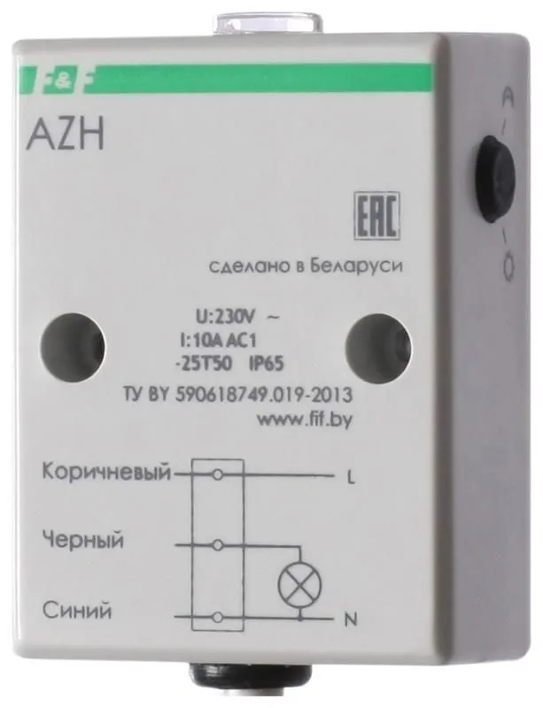 фотореле azh (встроен. фотодатчик монтаж на плоскость 230в 10а 1 но ip65) f&f ea01.001.001 от магазина Штепсель и батарейка.