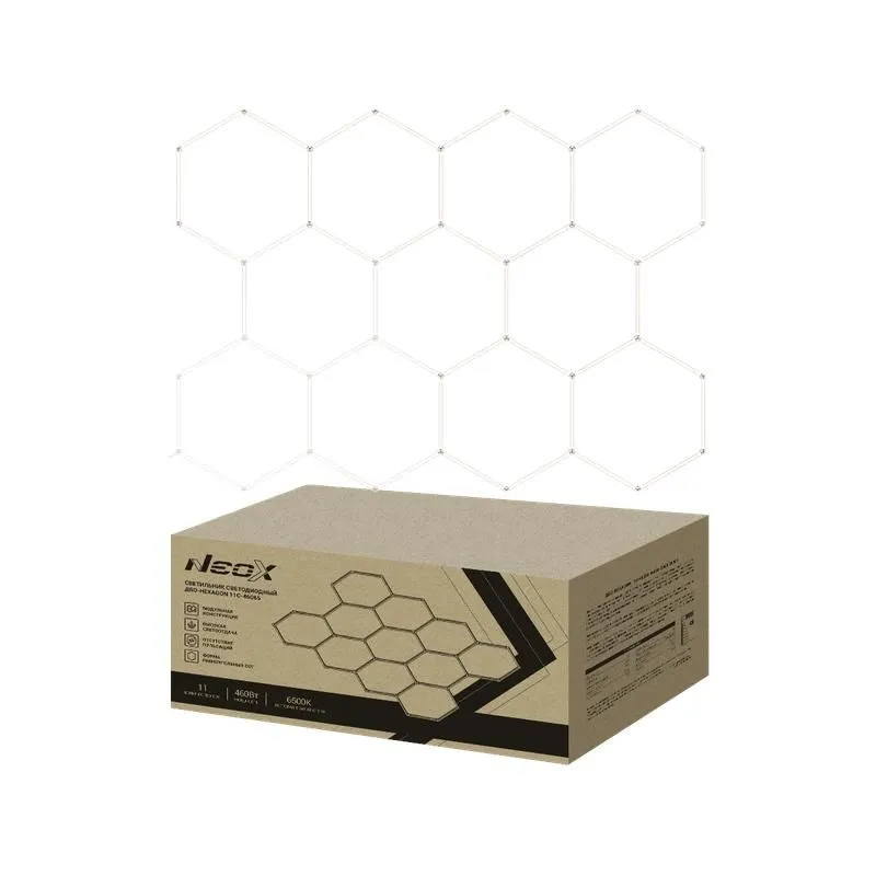 светильник светодиодный дбо-hexagon 11с-46065 460вт 6500к 230в 3256х2350мм 11 сот 0.5м шнур с вилкой neox 4690612066646 от магазина Штепсель и батарейка.