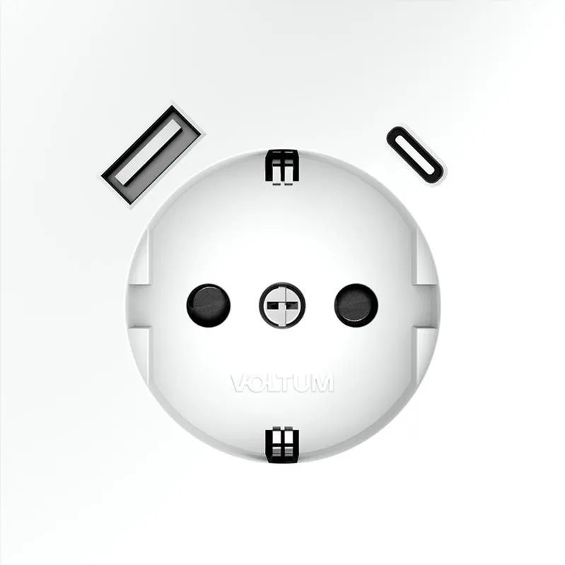 розетка 1-м сп s70 16а с usb a+с с заземл. защ. шторки механизм бел. матов. voltum vls040502 от магазина Штепсель и батарейка.