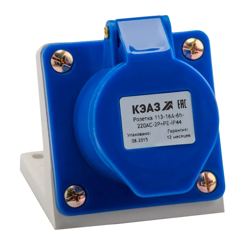 розетка 113 16а 220в ac 2p+pe 6ч для монтажа на поверхность ip44 кэаз 222746 от магазина Штепсель и батарейка.