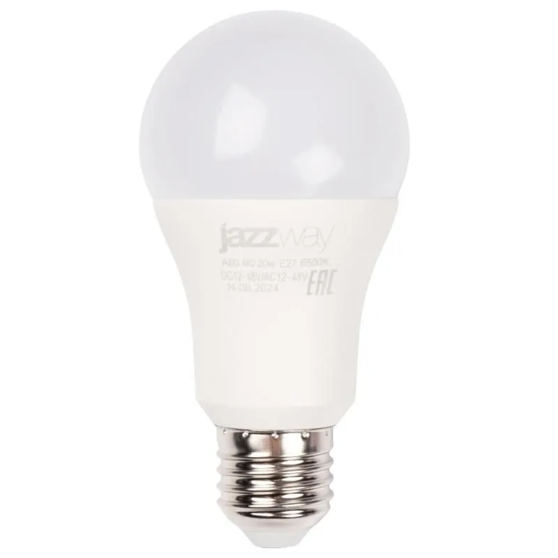 лампа светодиодная низковольтная pled-a60 mo 20вт 6500к холод. бел. e27 12-48в ac/dc pro jazzway 5050655 от магазина Штепсель и батарейка.