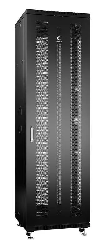 шкаф монтажный телекоммуникационный напольный nd-05c-42u60/60-bk 19дюйм для распред. и серверн. оборудования 42u 600х600х2055мм передн. и задн. перфорир. двери ручка с замком черн. (ral 9004) cabeus 8552c от магазина Штепсель и батарейка.
