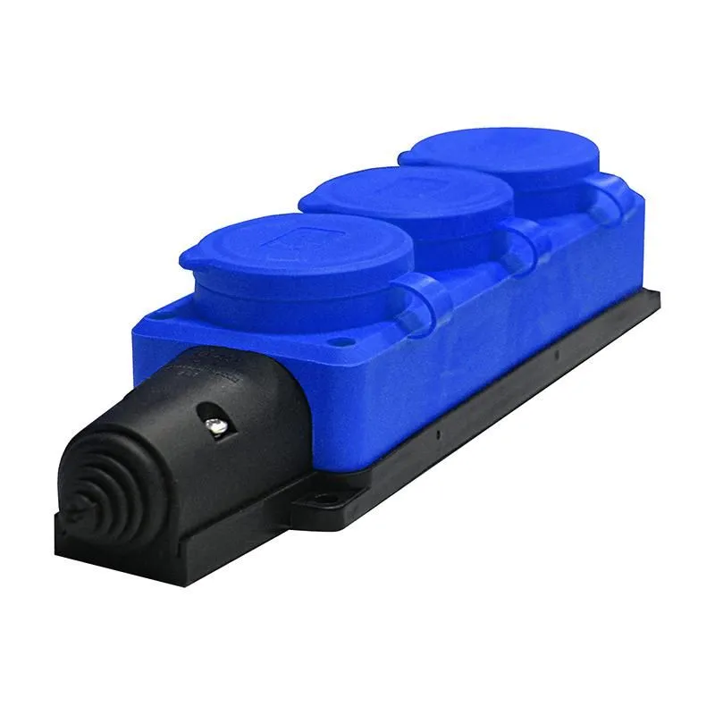 колодка удлинителя 3-м компакт 1ф с заглушками каучук син. universal 3044 от магазина Штепсель и батарейка.