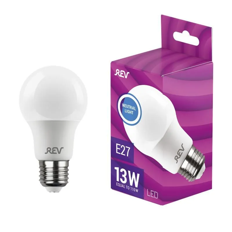лампа светодиодная led-a65-e27-13вт-4000k 13вт грушевидная 4000к нейтр. бел. e27 1000лм 180-240в rev 32268 9 от магазина Штепсель и батарейка.