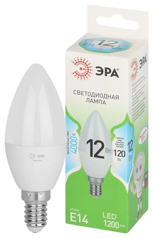 лампа светодиодная green line b35-12w-840-e14 gl 12вт свеча 4000к яркий свет бел. e14 эра б0067140 от магазина Штепсель и батарейка.