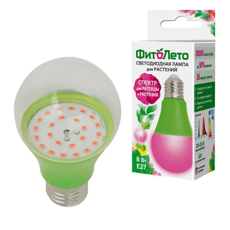 лампа светодиодная led-a60-8w/spsb/e27/cl plp30gr 8вт a60 грушевидная прозрачная для растений спектр для рассады и цветения (упак. картон) uniel ul-00004581 от магазина Штепсель и батарейка.