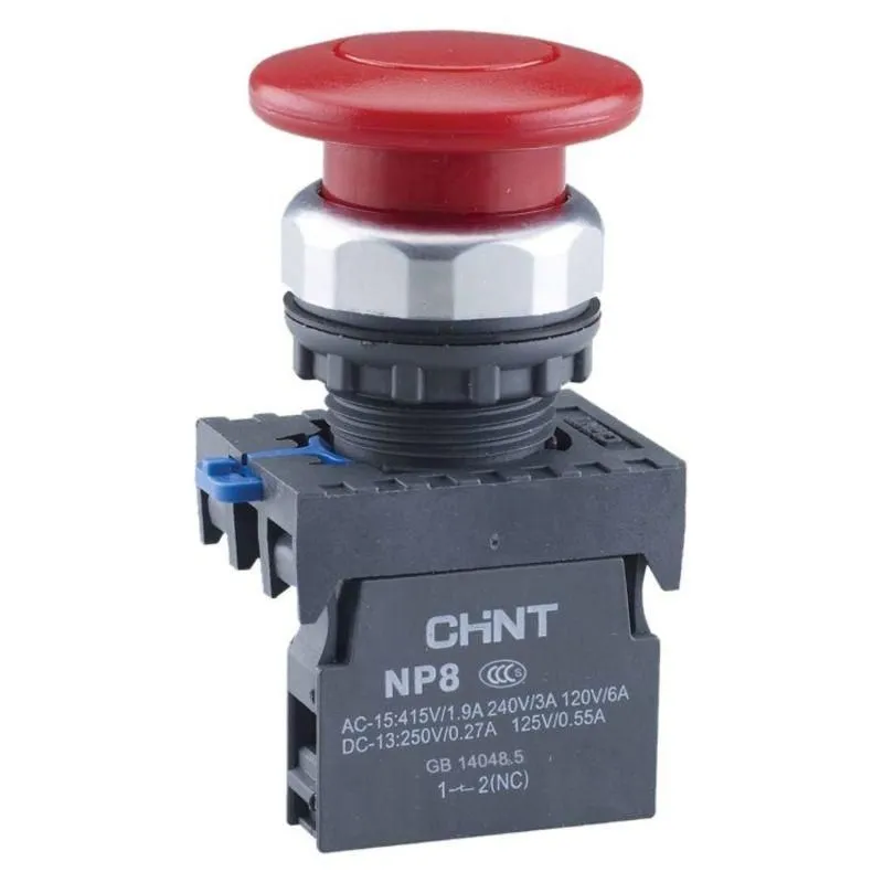 кнопка "грибок" np8-11m/14 d40мм 1но+1нз ip65 с самовозвратом красн. (r) chint 667265 от магазина Штепсель и батарейка.