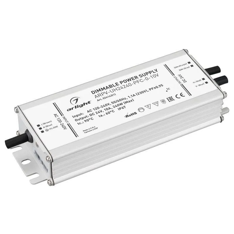 блок питания arpv-uh24240-pfc-0-10v 24в 10.0а 240вт ip67 метал. arlight 024143(1) от магазина Штепсель и батарейка.