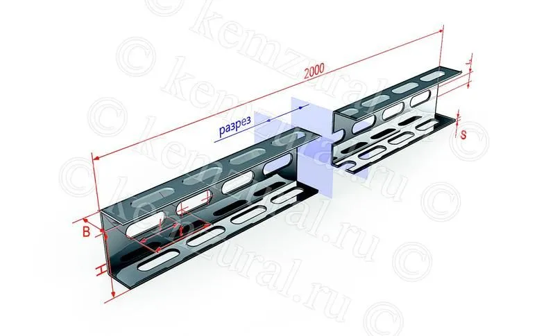 швеллер перфорированный шп 60х35 ут1.5 (s=2.0мм) l=400мм кэмз 466 6077d6 14 от магазина Штепсель и батарейка.