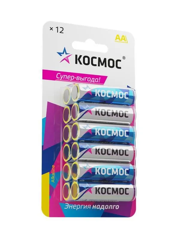 элемент питания алкалиновый aa/lr6 bp-12 (блист.12шт) космос koclr6bl12 от магазина Штепсель и батарейка.