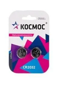 элемент питания литиевый cr2032 супер мощный 2хbl (уп.2шт) космос koc2032pbl2 от магазина Штепсель и батарейка.