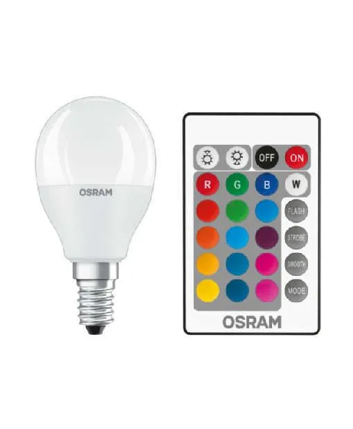 лампа светодиодная led star p 40 5.5w/827 5.5вт шар матовая 2700к тепл. бел. e14 470лм 220-240в rgbw + dim с пультом диммир. пластик. osram 4058075144385 от магазина Штепсель и батарейка.