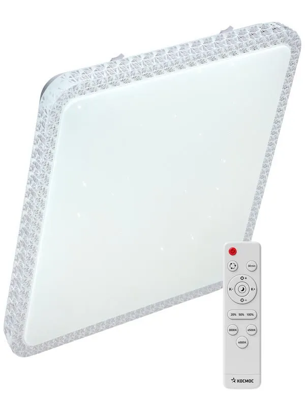 светильник светодиодный premium mystery quadro 75вт 230в 3000-6500к 6000лм ip40 530х530х70мм настенно-потолочный управляемый с пультом ду космос ksmystqd75w от магазина Штепсель и батарейка.
