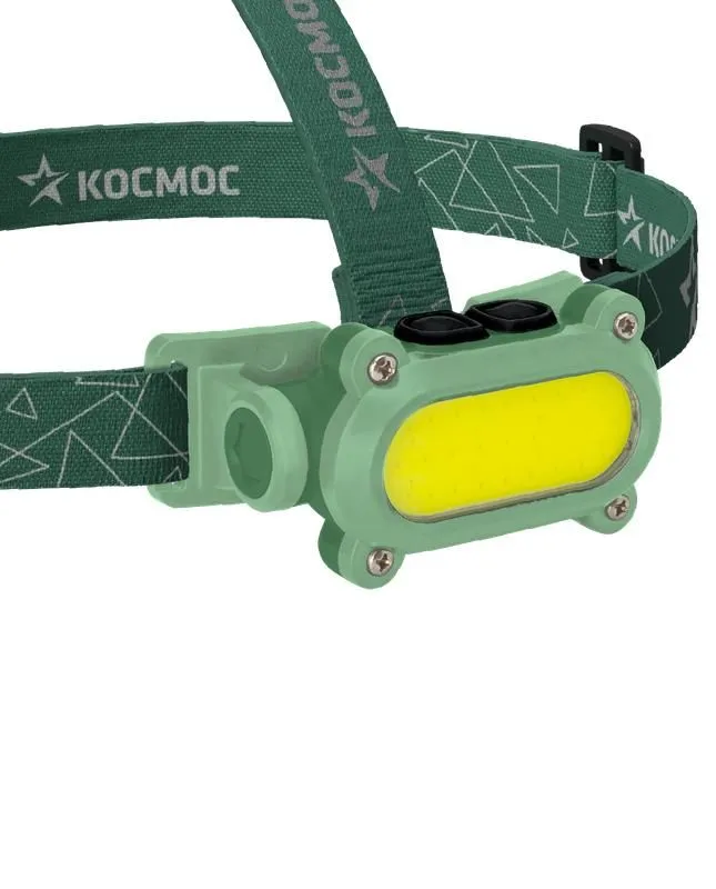 фонарь аккумуляторный налобный 7вт cob led+красн. li-ion 18650 1200ма.ч корпус abs-пластик usb-шнур type c регулируемый эласт. ремешок космос koc503lit от магазина Штепсель и батарейка.