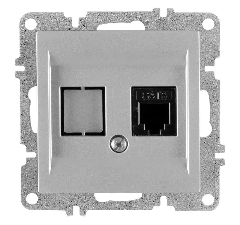 розетка телефонная 1вых. сп 1мод. lavin/karen rj45 кат.3 механизм сер. arvia 50 03 2000 221 от магазина Штепсель и батарейка.