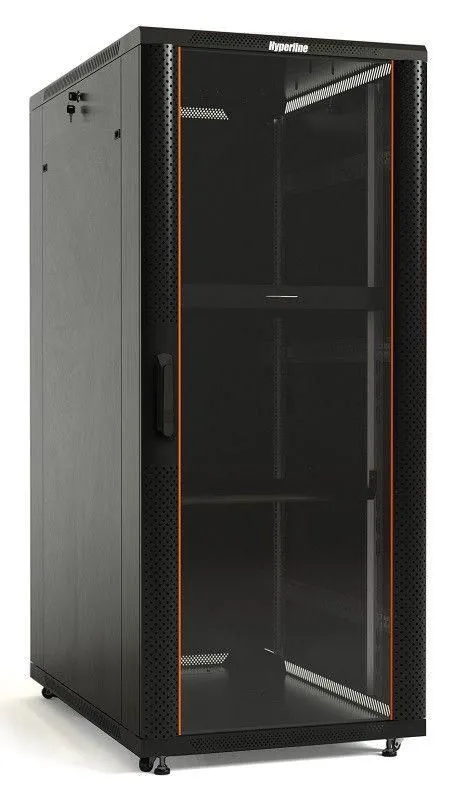 шкаф напольный ttb-4268-as 19дюйм 42u 2055х600х800мм перед. стекл. дверь со стальн. перф. боковинами задн. дверь сплошная ручка с замком крыша нового типа черн. (ral 9004) hyperline 392682 от магазина Штепсель и батарейка.