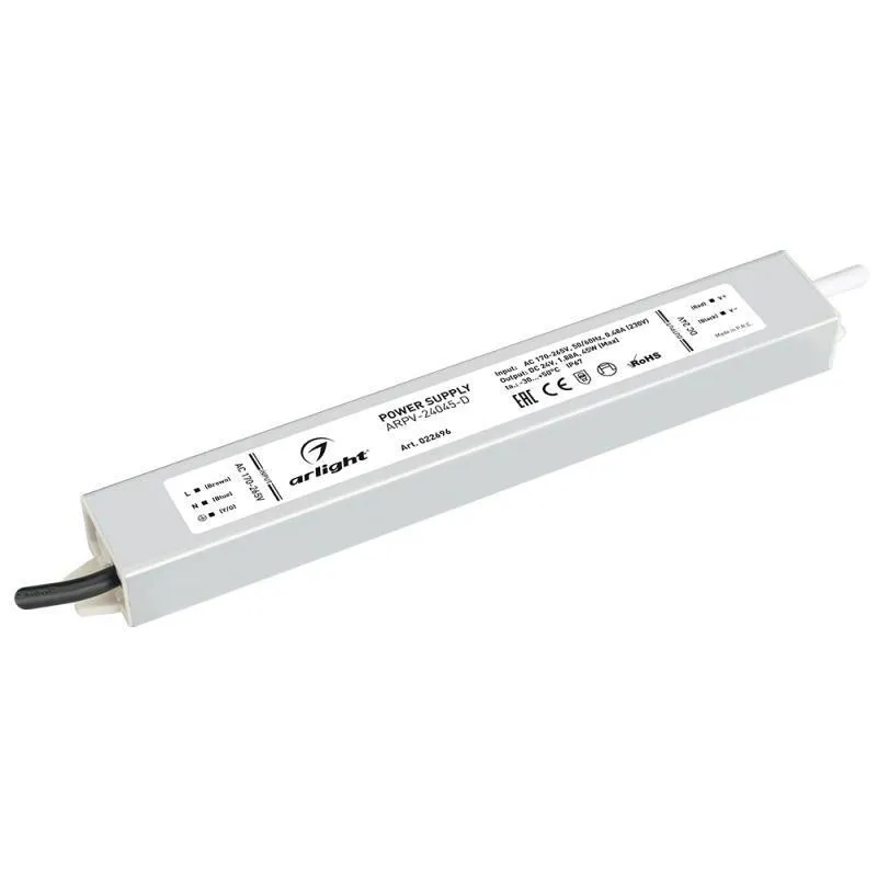 блок питания arpv-24045-d 24в 1.9а 45вт ip67 метал. 3 года arlight 022696 от магазина Штепсель и батарейка.