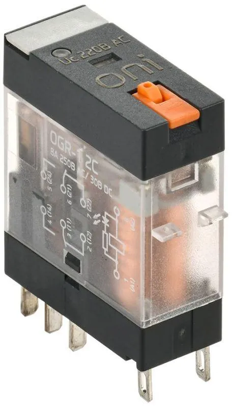 реле общего назначения ogr-1 2c 220в ac с led и тест. кнопкой oni ogr-1-2c-ac220v-l-b от магазина Штепсель и батарейка.